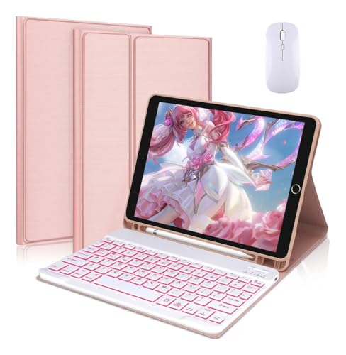 Capa Para Tablet, Capa + Mouse e Teclado Magnético Bluetooth Destacável Para iPad 6ª /5ª Geração air/air2 (Preto, Teclado retroiluminado) - Imagem 23