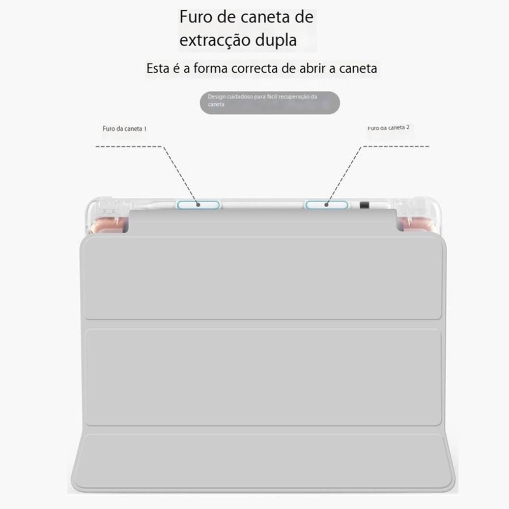 Capa Para Tablet Para iPad Air 5 / Air 4 10.9" 2022/2020 Com Bandeja De Canetas Suporte Couro. - Imagem 7