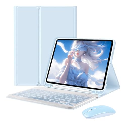 Capa Para Tablet, Capa + Mouse e Teclado Magnético Bluetooth Destacável Para Samsung S6 Lite 10.4 Pol (Verde Escuro, Teclado comum) - Imagem 43