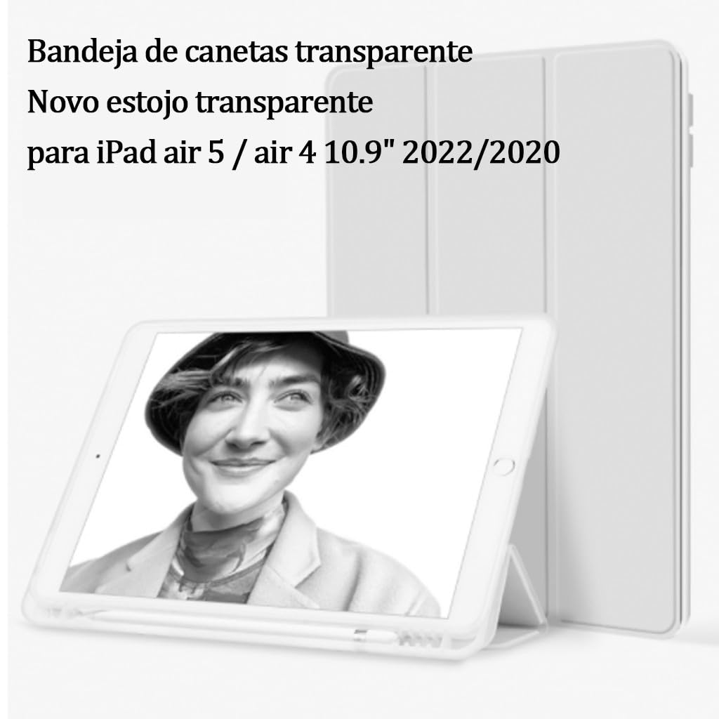 Capa Para Tablet Para iPad Air 5 / Air 4 10.9" 2022/2020 Com Bandeja De Canetas Suporte Couro. - Imagem 3