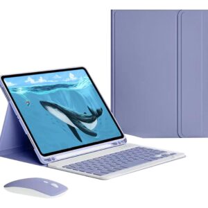 Bluetooth Teclado Para iPad Pro12.9 2018/2020 Com Capa+mouse (cinza lavanda)