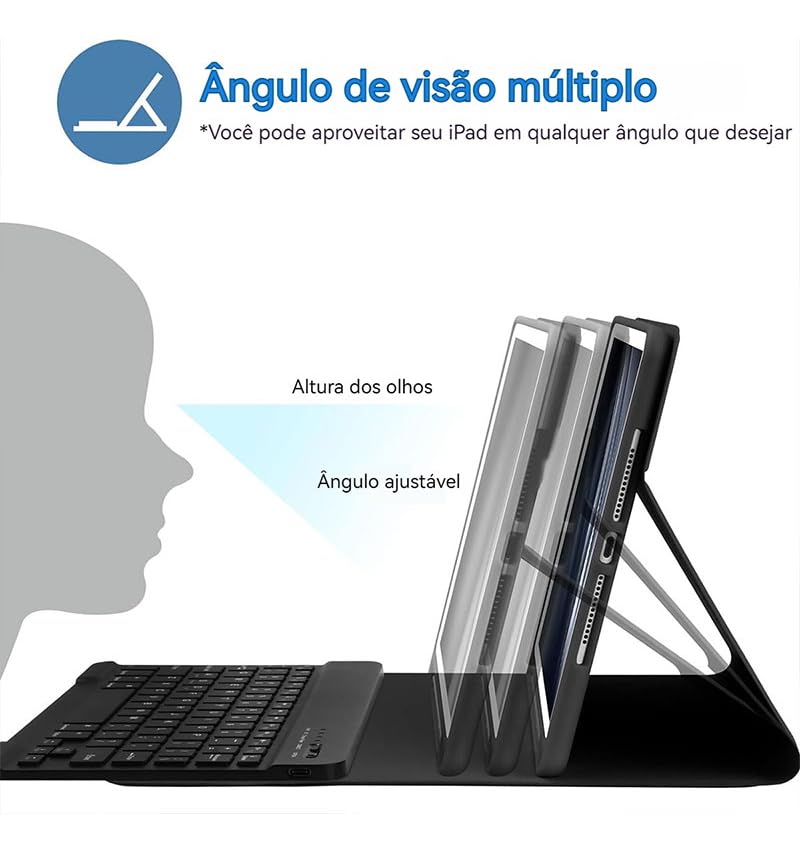 Capa Para Tablet, Capa + Caneta + Mouse e Teclado Magnético Bluetooth Destacável Para iPad Air4/air5 10,9 Polegadas. (Preto) - Imagem 6