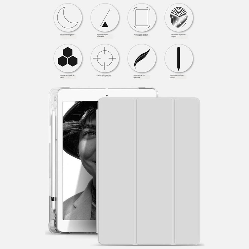 Capa Para Tablet Para iPad Air 5 / Air 4 10.9" 2022/2020 Com Bandeja De Canetas Suporte Couro. - Imagem 8