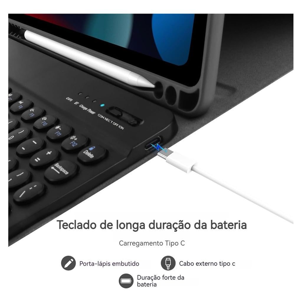 Capa para Tablet com Redonda Teclado iPad 7ª/8ª/9ª Geração - Imagem 6