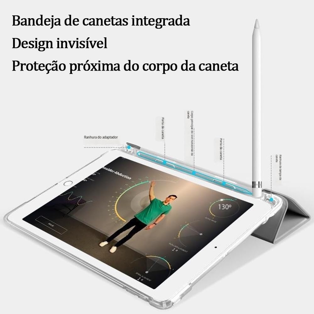 Capa Para Tablet Para iPad Air 5 / Air 4 10.9" 2022/2020 Com Bandeja De Canetas Suporte Couro. - Imagem 9