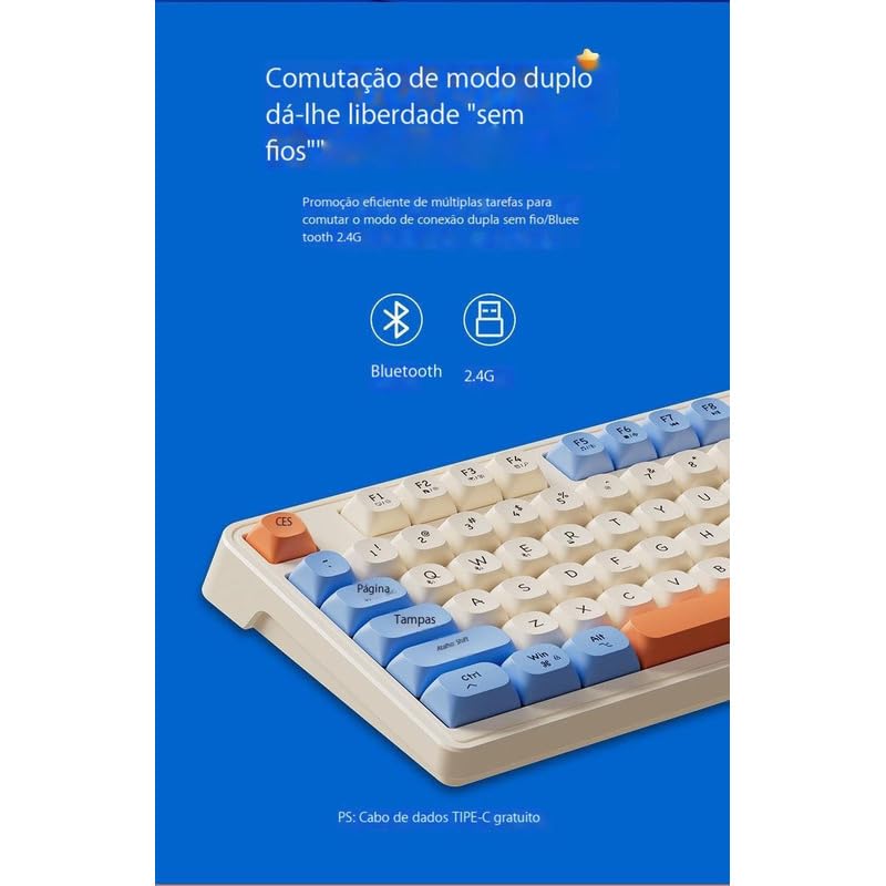 Teclado Sem Fio Para Jogos Abs Retroiluminado Bluetooth 2.4g - Imagem 4