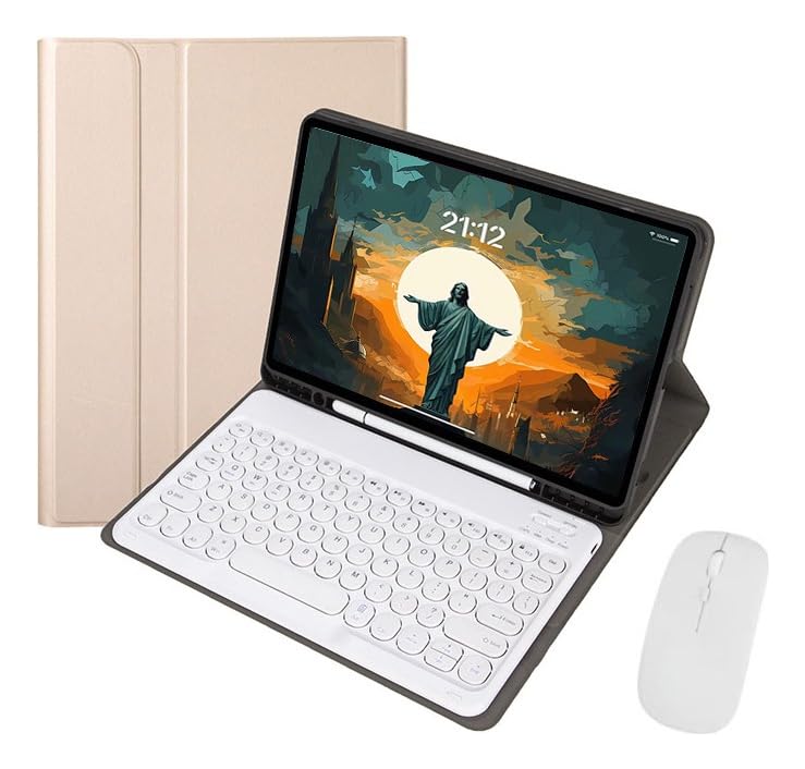 Capa Tablet Com Magnética e Removível Teclado e Mouse Bluetooth, Capa Para iPad Pro 12.9 Polegadas (Roxo) - Imagem 12