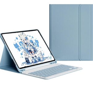 Adequado Para iPad Air4/Air5 10.9 Polegadas tablet capa protetora com teclado, ultra-fino e anti queda (Azul Enevoado, Teclado comum)