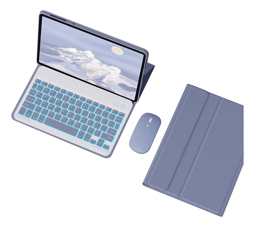 Teclado Retroiluminado & Mouse E Capa Para iPad Pro12.9pol (Cinza Lavanda)