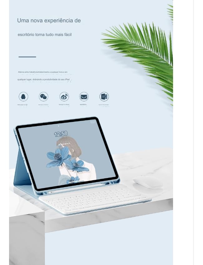 Teclado Retroiluminado & Mouse E Capa Para iPad Pro12.9pol (Cinza Lavanda) - Imagem 9