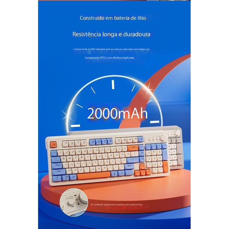 Teclado Sem Fio Para Jogos Abs Retroiluminado Bluetooth 2.4g - Imagem 5