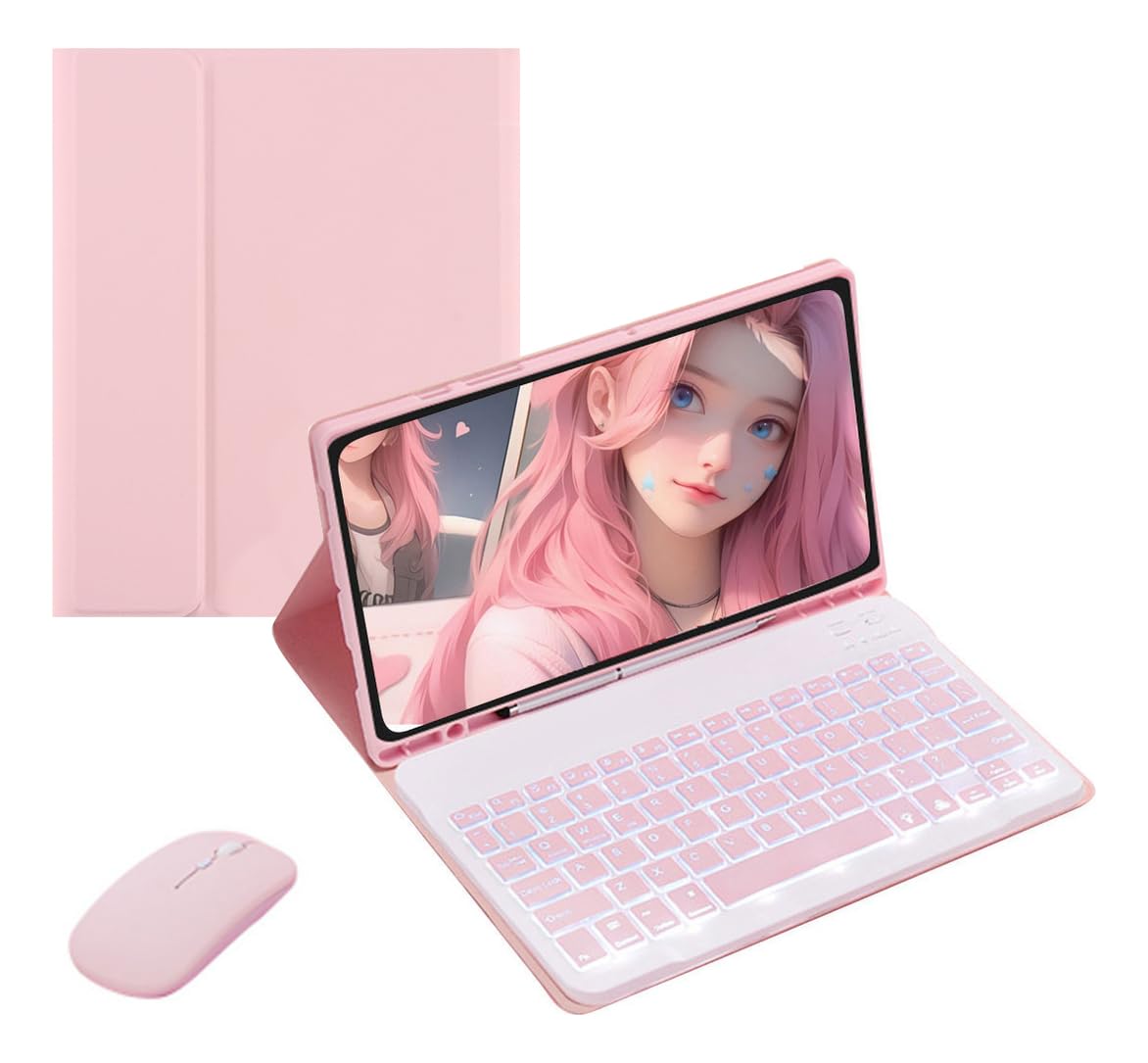 Capa Para Tablet, Capa + Mouse e Teclado Magnético Bluetooth Destacável Para iPad 6ª /5ª Geração air/air2 (Preto, Teclado retroiluminado) - Imagem 14