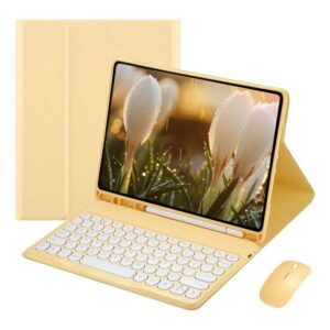 Kit Capa para iPad 9/8/7 Geração : Capa para Tablet + Teclado com teclas redondas + Mouse