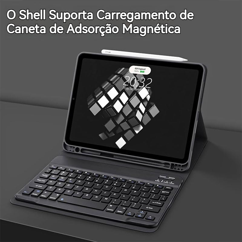Capa Para Tablet, Capa + Caneta + Mouse e Teclado Magnético Bluetooth Destacável Para iPad Air4/air5 10,9 Polegadas. (Preto) - Imagem 3