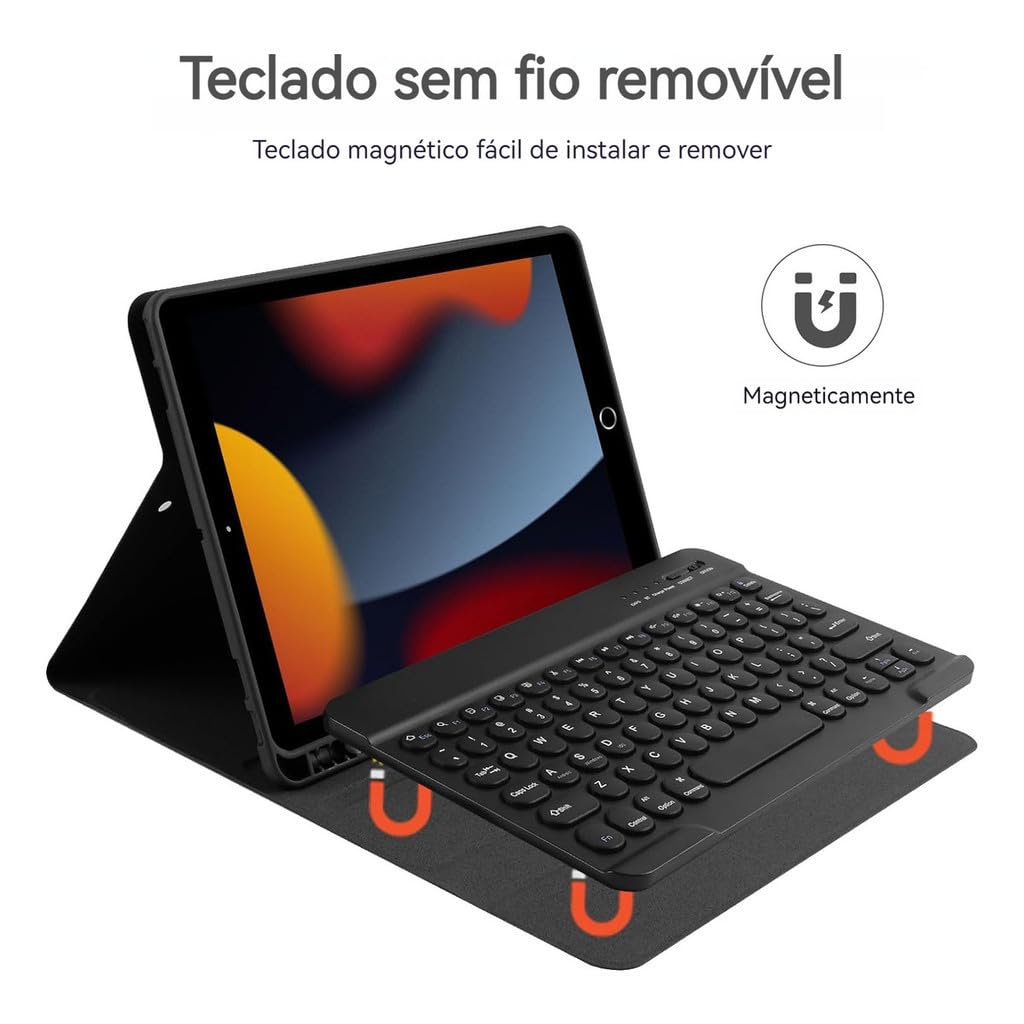 Capa para Tablet com Redonda Teclado iPad 7ª/8ª/9ª Geração - Imagem 3