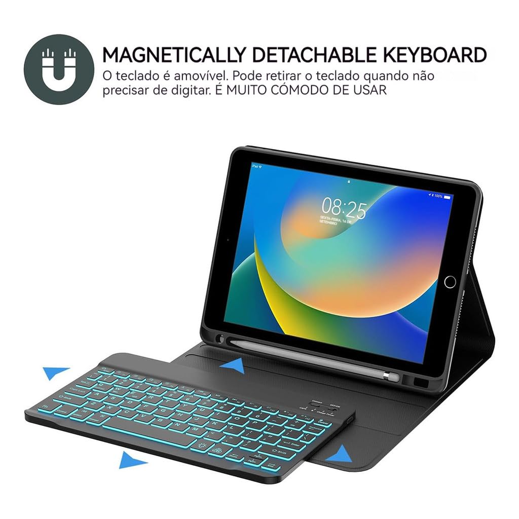 Capa Para Tablet, Capa + Mouse e Teclado Magnético Bluetooth Destacável Para IPad Mini 6 8,3 Polegadas - Imagem 4