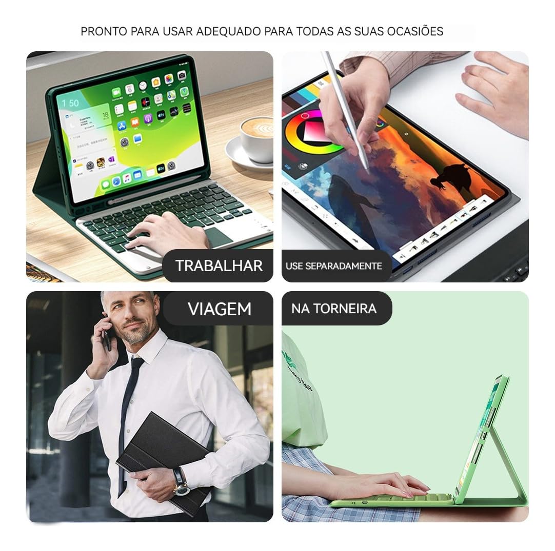 Capa Para Tablet, Capa + Mouse e Teclado Magnético Bluetooth Destacável Para Samsung Tab A7 T500/T505 10.4 (Rosa, Teclado comum) - Imagem 19