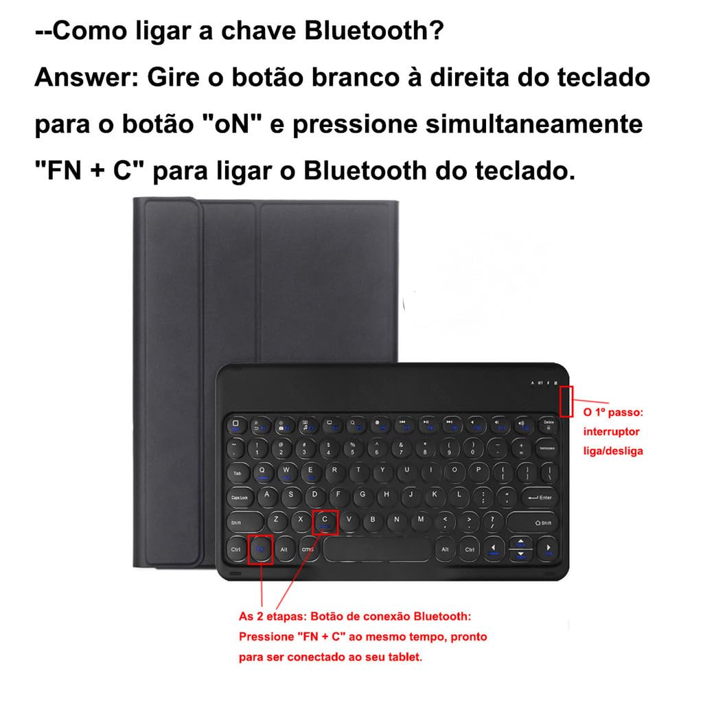 Capa para Tablet com Redonda Teclado iPad 7ª/8ª/9ª Geração - Imagem 9