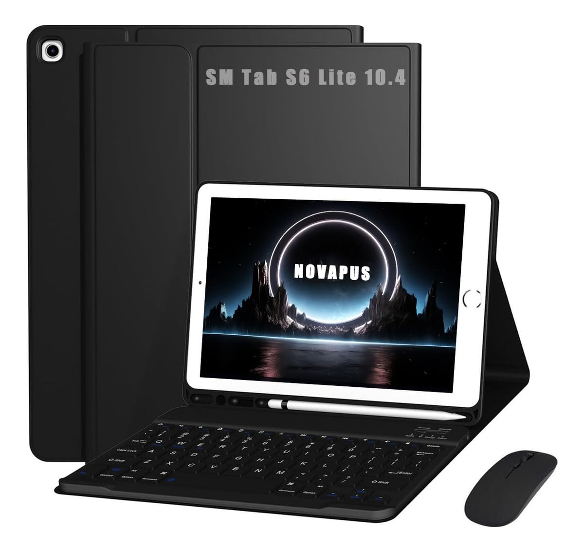 Capa Para Tablet, Capa + Mouse e Teclado Magnético Bluetooth Destacável Para Samsung S6 Lite 10.4 Pol (Verde Escuro, Teclado comum) - Imagem 10