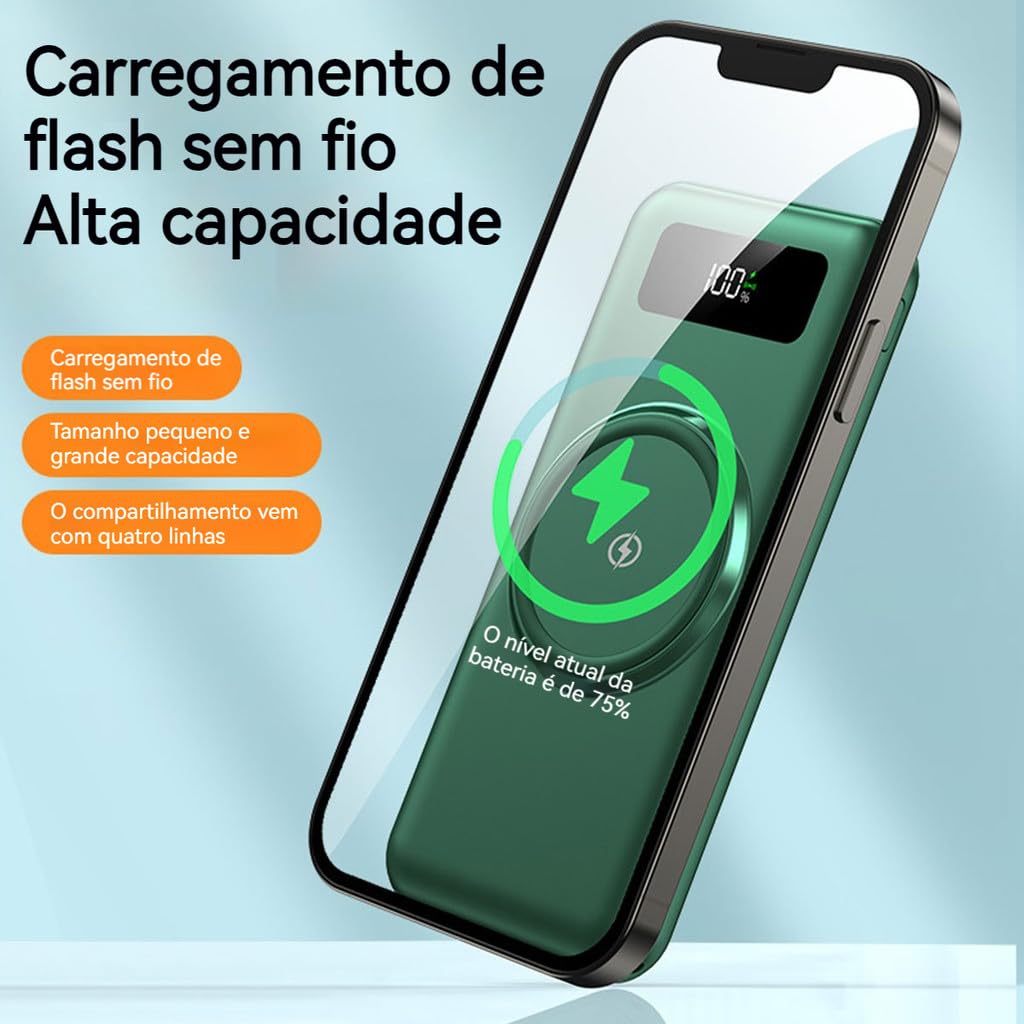 Banco de energia universal, vem com 4 cabos de carregamento USB, adequado para Type-c, Micro, Apple, display de energia LED inteligente USB, carregador externo portátil, 20000mAh (Roxo) - Imagem 4