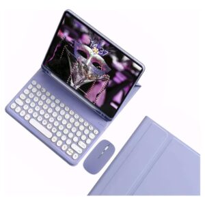 Capa Tablet Com Magnética e Removível Teclado e Mouse Bluetooth， Capa Para iPad Pro 12.9 Polegadas (Roxo)