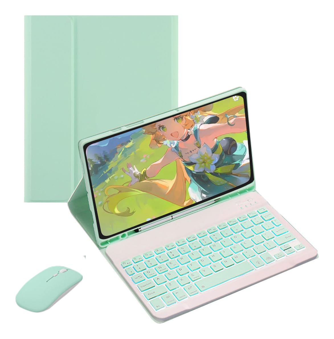 Capa Para Tablet, Capa + Mouse e Teclado Magnético Bluetooth Destacável Para iPad 6ª /5ª Geração air/air2 (Preto, Teclado retroiluminado) - Imagem 17