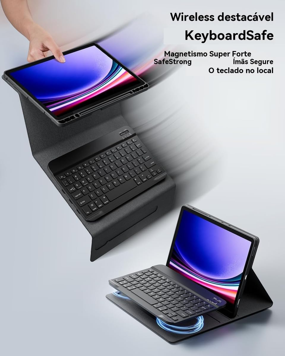 Capa para tablet para iPad de 10,2 polegadas de 8ª, 7ª e 9ª geração com teclado magnético sem fio, fina, leve e à prova de quedas (amarelo limão, Estilo comum) - Imagem 16