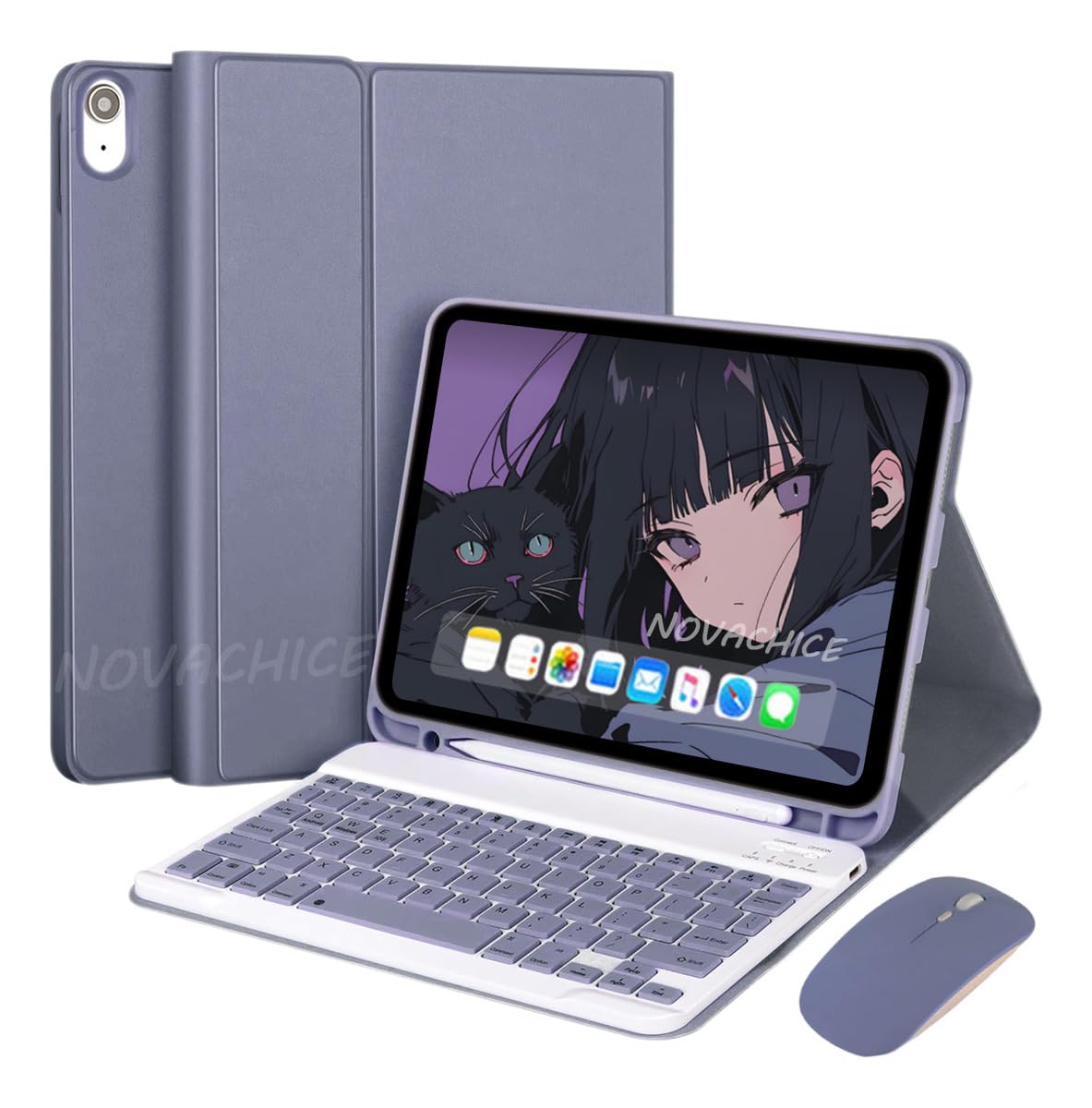 Capa Para Tablet, Capa + Mouse e Teclado Magnético Bluetooth Destacável Para IPad 9ª/ 8ª /7ª Geração (Preto, Teclado comum) - Imagem 12