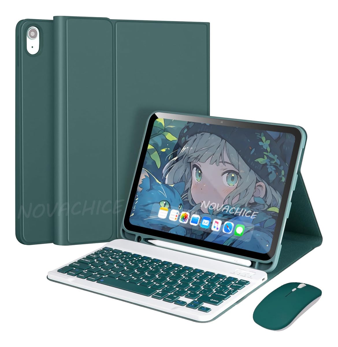 Capa Para Tablet, Capa + Mouse e Teclado Magnético Bluetooth Destacável Para IPad 9ª/ 8ª /7ª Geração (Preto, Teclado comum) - Imagem 16