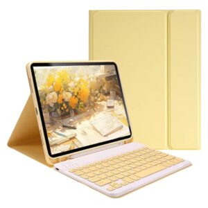 Capa para tablet para iPad de 10,2 polegadas de 8ª, 7ª e 9ª geração com teclado magnético sem fio, fina, leve e à prova de quedas (amarelo limão, Estilo comum)