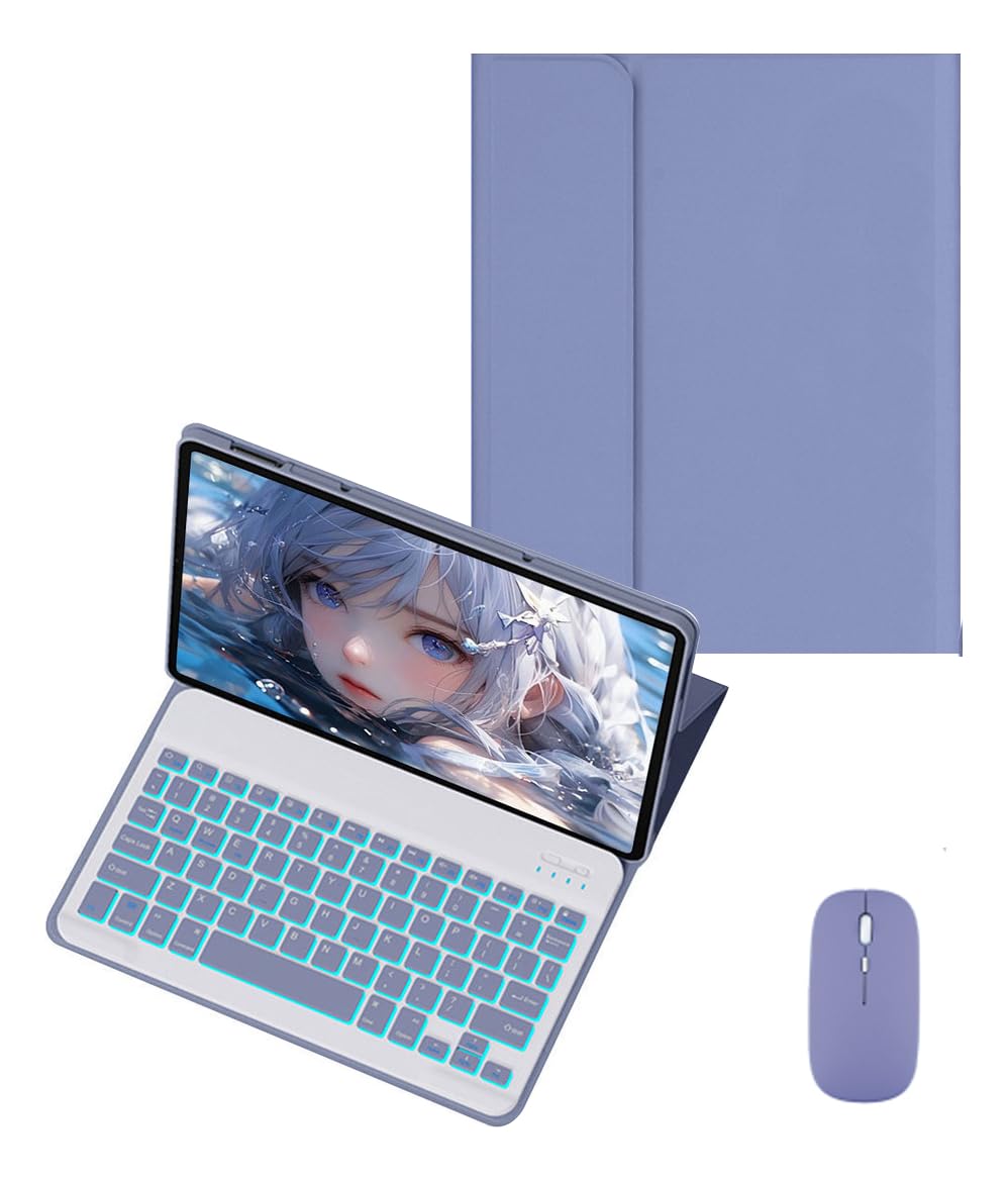 Capa Para Tablet, Capa + Mouse e Teclado Magnético Bluetooth Destacável Para iPad 6ª /5ª Geração air/air2 (Preto, Teclado retroiluminado) - Imagem 11