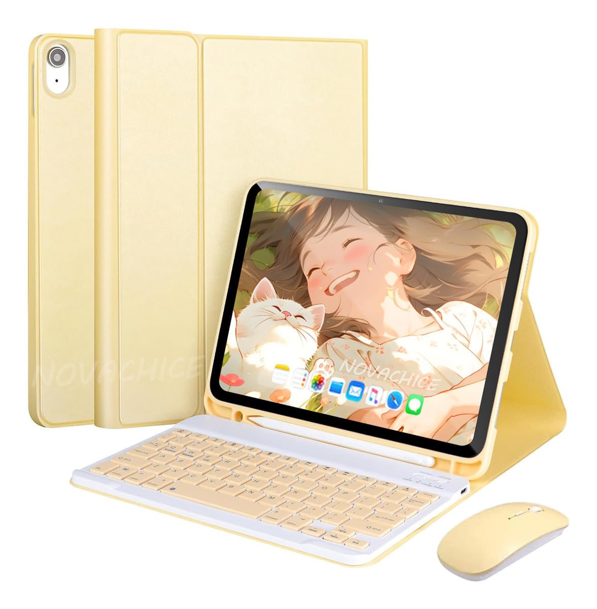 Capa Para Tablet, Capa + Mouse e Teclado Magnético Bluetooth Destacável Para IPad 9ª/ 8ª /7ª Geração (Preto, Teclado comum) - Imagem 14