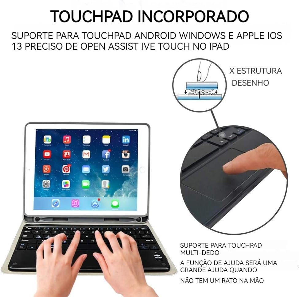 Capa Para Tablet, Capa + Mouse e Teclado Magnético Bluetooth Destacável Para Samsung S6 Lite 10.4 Pol (Verde Escuro, Teclado comum) - Imagem 37
