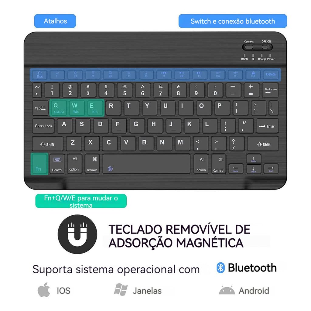 Capa Para Tablet, Capa + Mouse e Teclado Magnético Bluetooth Destacável Para Samsung Tab A7 T500/T505 10.4 (Rosa, Teclado comum) - Imagem 7