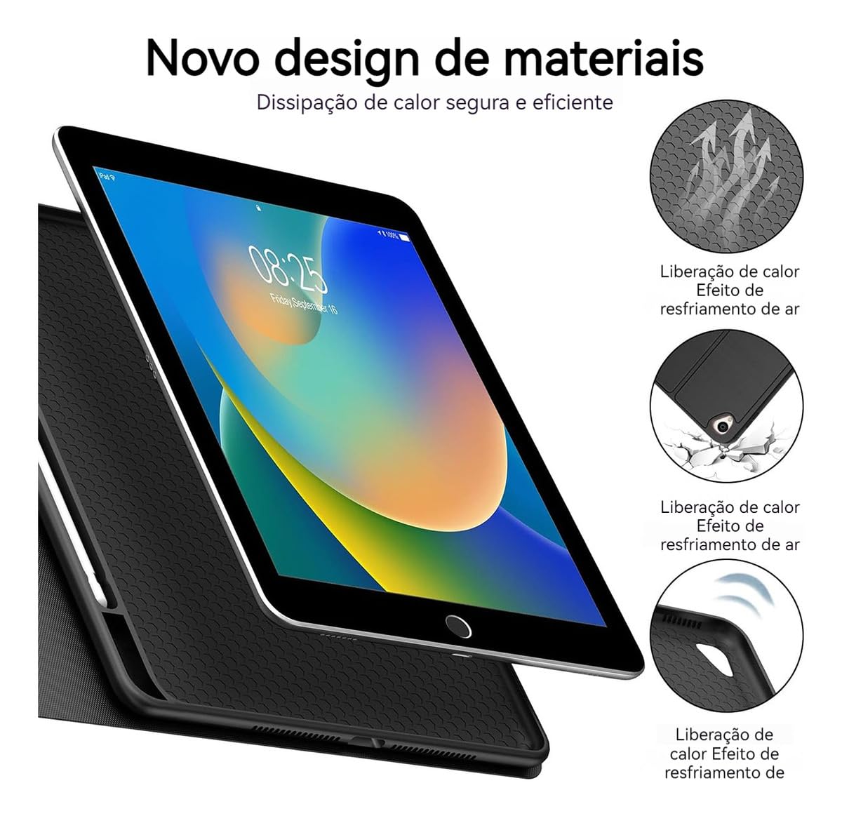 Capa Para Tablet, Capa + Mouse e Teclado Magnético Bluetooth Destacável Para iPad 6ª /5ª Geração air/air2 (Preto, Teclado retroiluminado) - Imagem 8