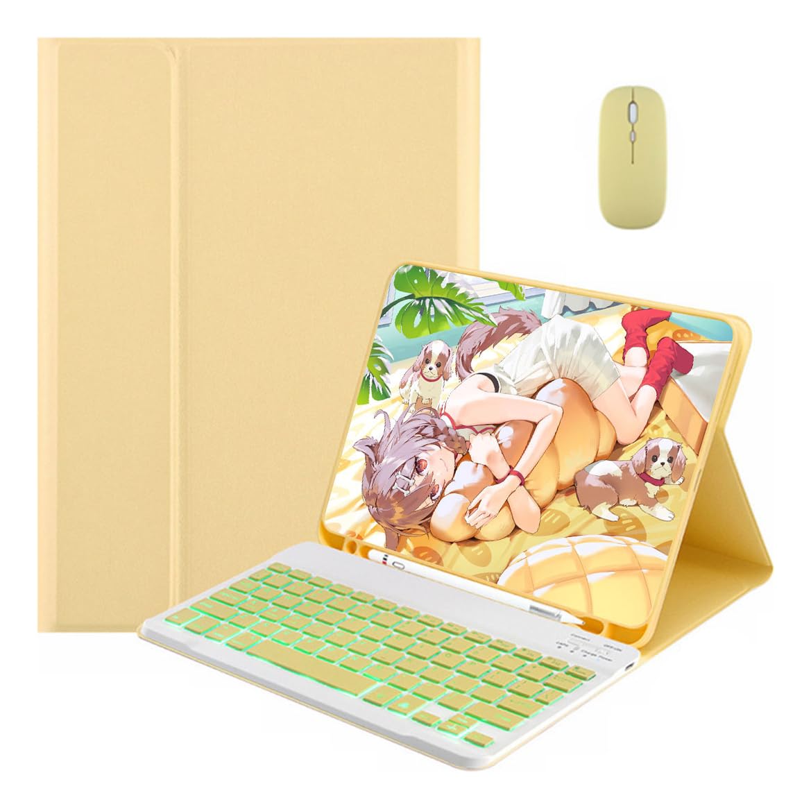 Capa Para Tablet, Capa + Mouse e Teclado Magnético Bluetooth Destacável Para iPad 6ª /5ª Geração air/air2 (Preto, Teclado retroiluminado) - Imagem 16