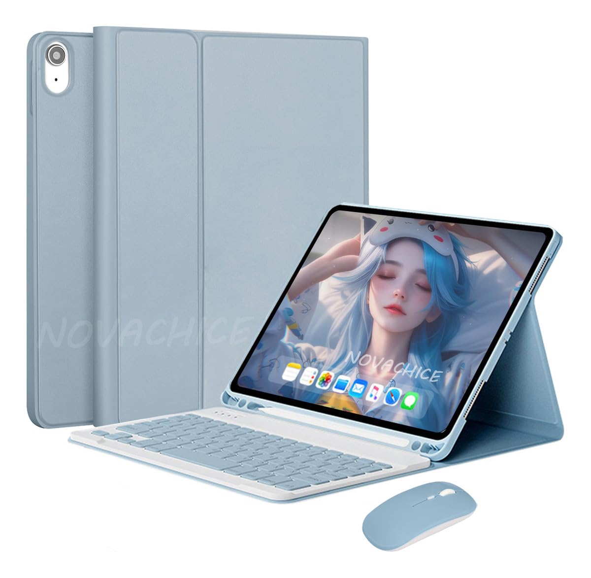 Capa Para Tablet, Capa + Mouse e Teclado Magnético Bluetooth Destacável Para IPad 9ª/ 8ª /7ª Geração (Preto, Teclado comum) - Imagem 10