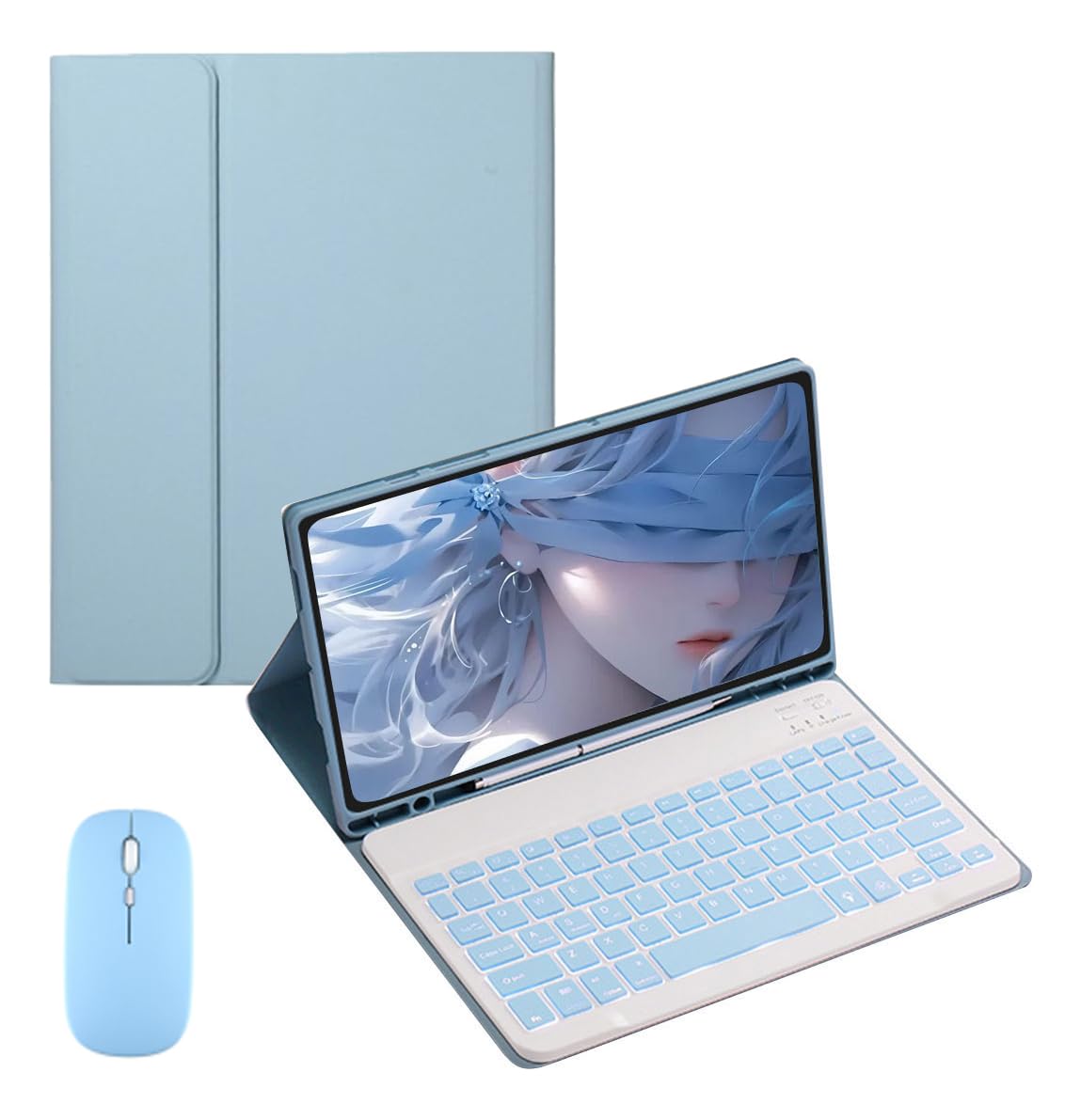 Capa Para Tablet, Capa + Mouse e Teclado Magnético Bluetooth Destacável Para iPad 6ª /5ª Geração air/air2 (Preto, Teclado retroiluminado) - Imagem 10