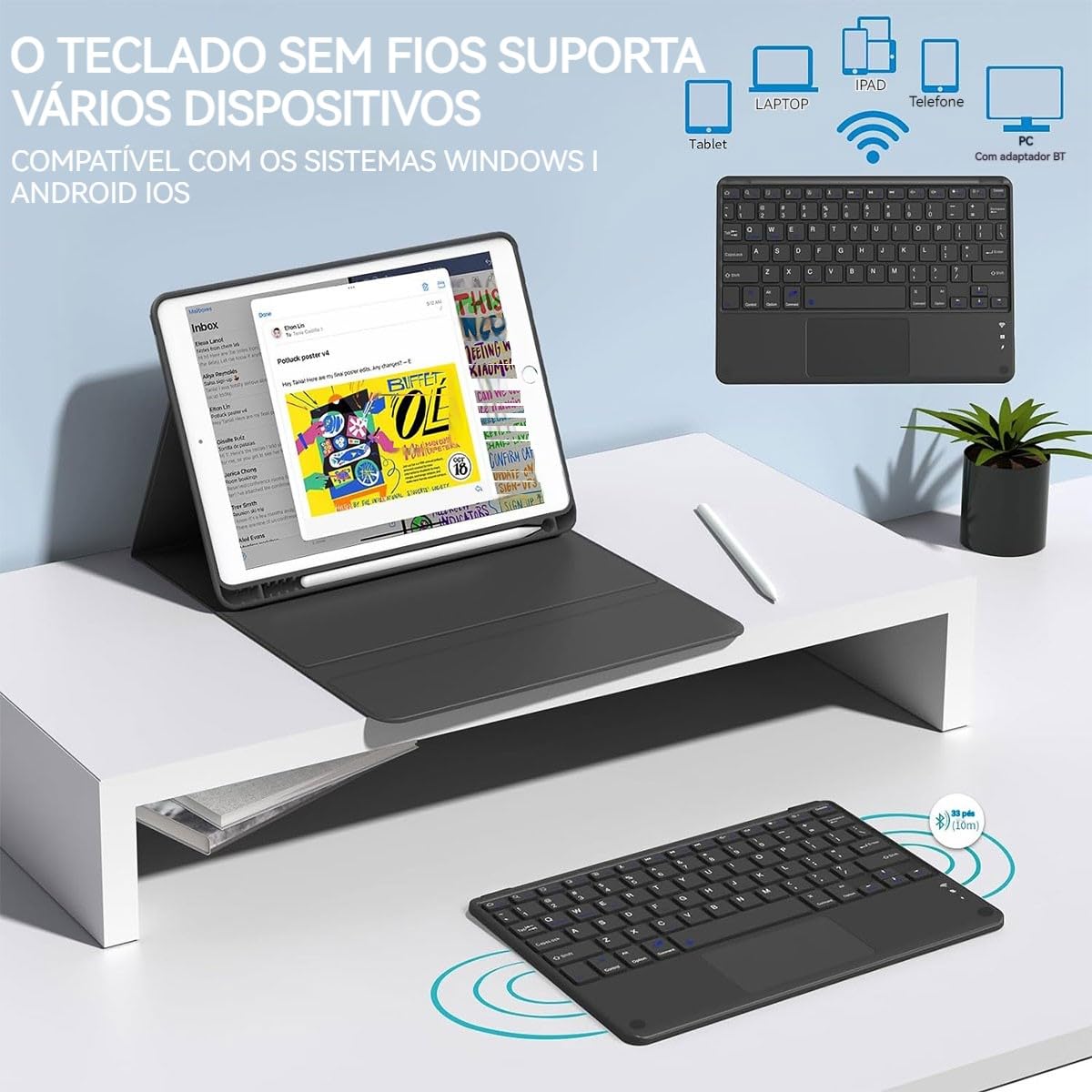 Capa Para Tablet, Capa + Mouse e Teclado Magnético Bluetooth Destacável Para Samsung S6 Lite 10.4 Pol (Verde Escuro, Teclado comum) - Imagem 36