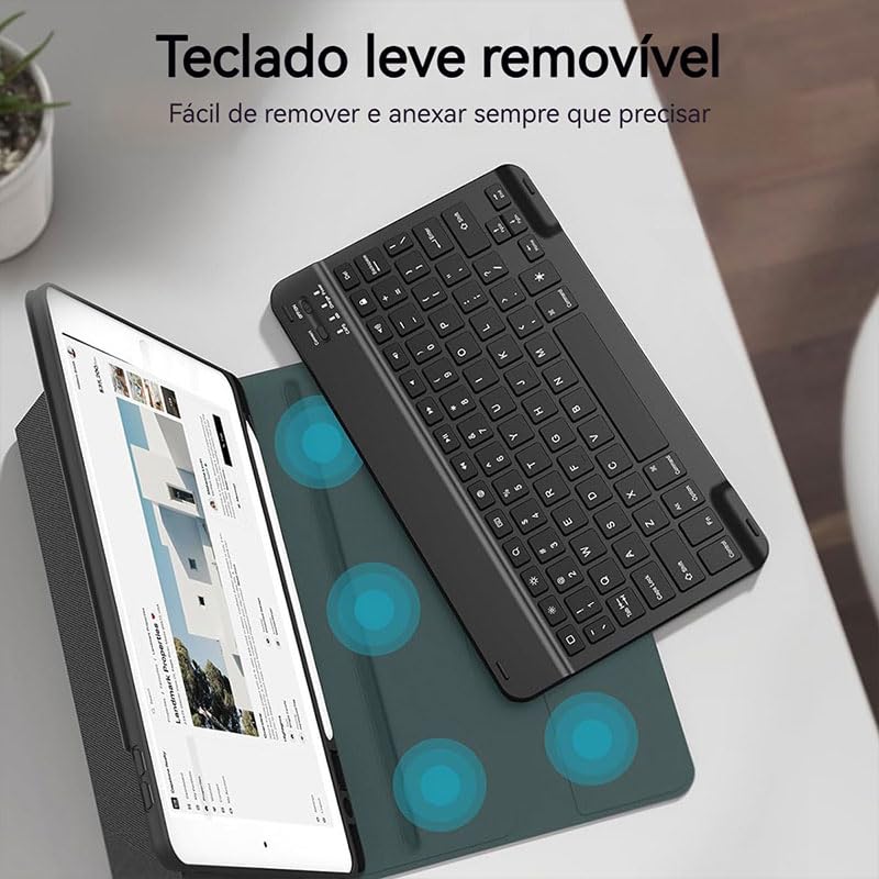 Capa Para Tablet, Capa + Caneta + Mouse e Teclado Magnético Bluetooth Destacável Para iPad Air4/air5 10,9 Polegadas. (Preto) - Imagem 4