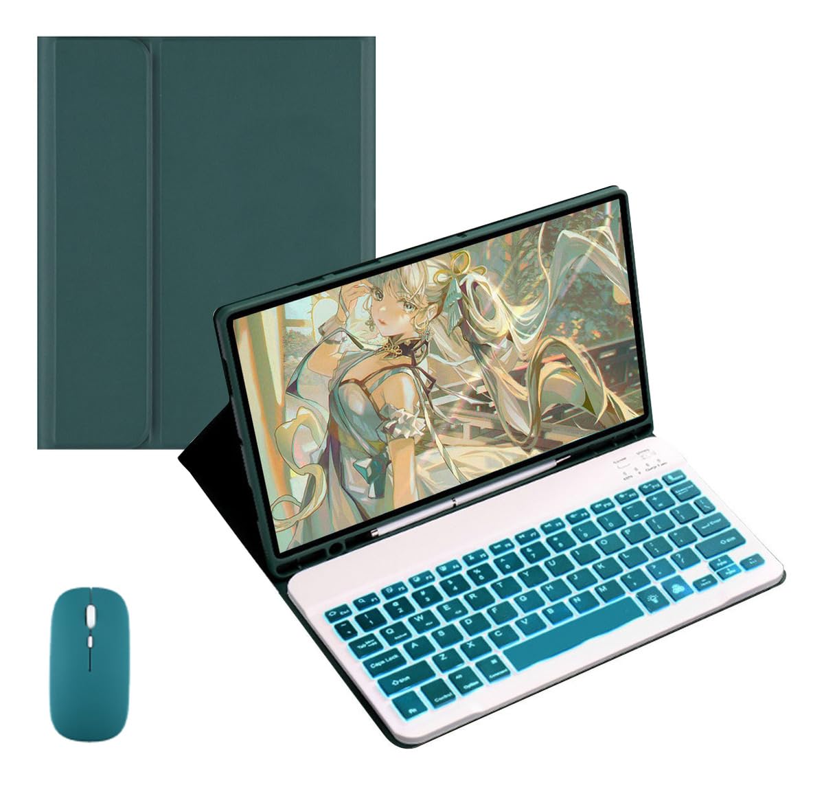 Capa Para Tablet, Capa + Mouse e Teclado Magnético Bluetooth Destacável Para iPad 6ª /5ª Geração air/air2 (Preto, Teclado retroiluminado) - Imagem 18