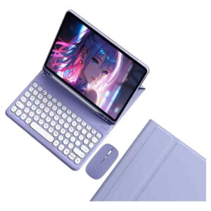 Kit iPad Pro 11 Pol (m4): Capa, Teclado Redondo, Mouse (Cinza Lavanda)