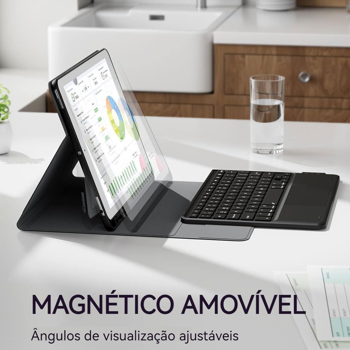 Capa Para Tablet, Capa + Mouse e Teclado Magnético Bluetooth Destacável Para Samsung S6 Lite 10.4 Pol (Verde Escuro, Teclado comum) - Imagem 35