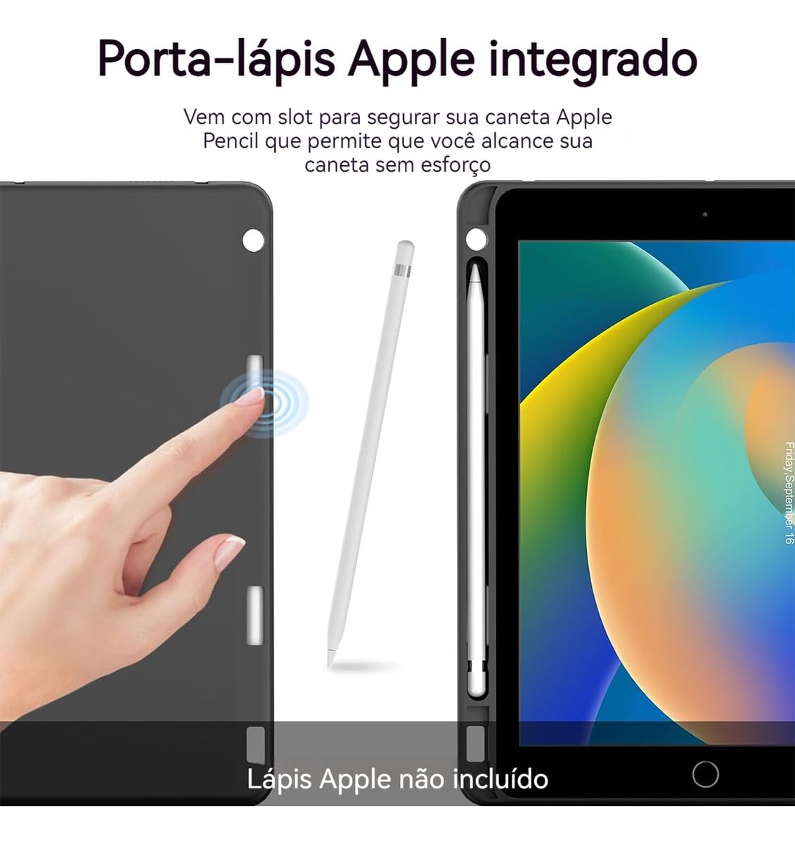 Capa Para Tablet, Capa + Mouse e Teclado Magnético Bluetooth Destacável Para iPad 6ª /5ª Geração air/air2 (Preto, Teclado retroiluminado) - Imagem 6