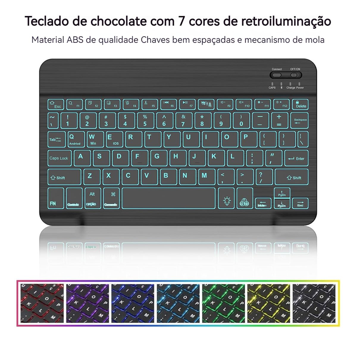 Capa Para Tablet, Capa + Mouse e Teclado Magnético Bluetooth Destacável Para iPad 6ª /5ª Geração air/air2 (Preto, Teclado retroiluminado) - Imagem 4