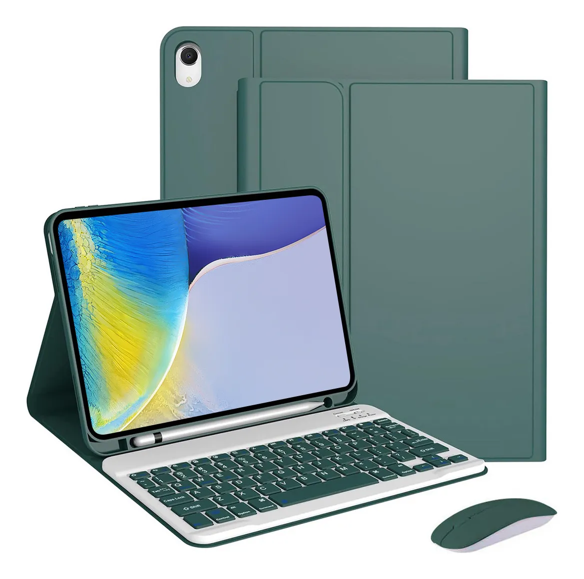 Teclado e Mouse Bluetooth - Capa para iPad 9ª 8ª 7ª Geração Cor Névoa Azul - Imagem 16