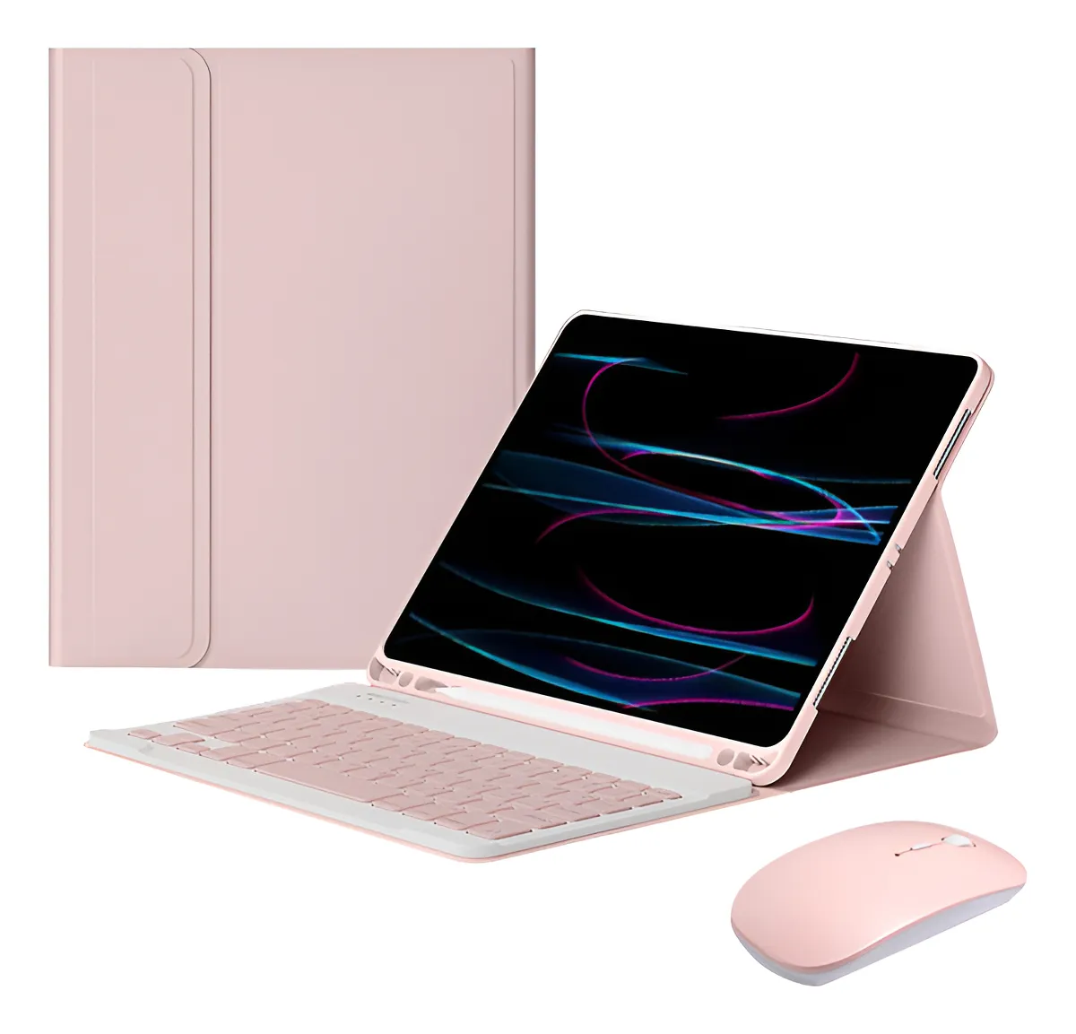 Capa Tablet + Teclado Luminoso + Mouse Para Samsung A7 Cor Verde Escuro + Teclado Sensível Ao Toque + Mouse - Imagem 13