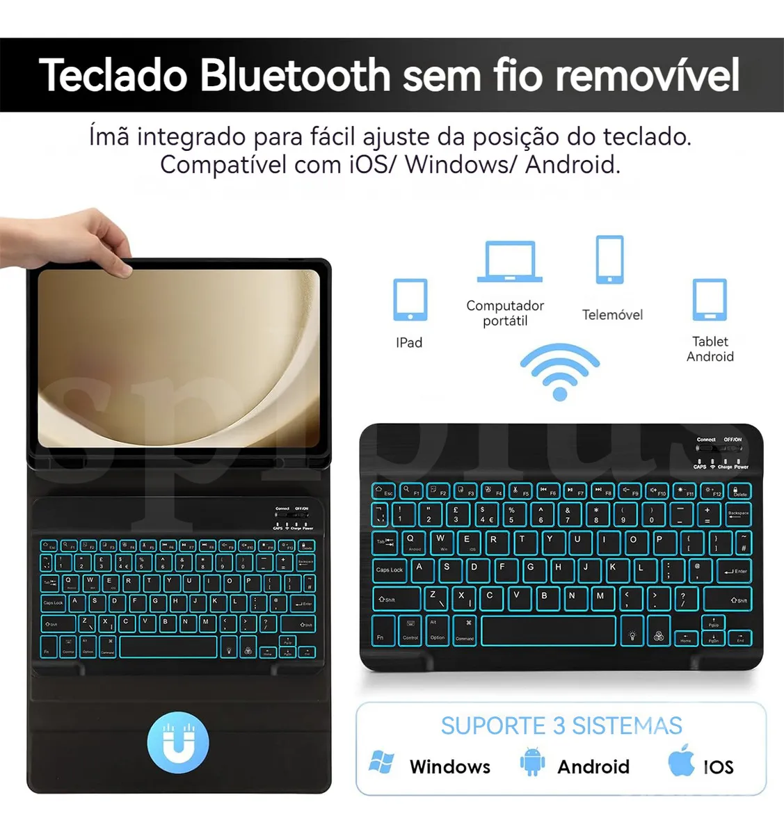Capas E Mouse Para Tab S6 Lite Com Teclado Retroiluminado - Imagem 4