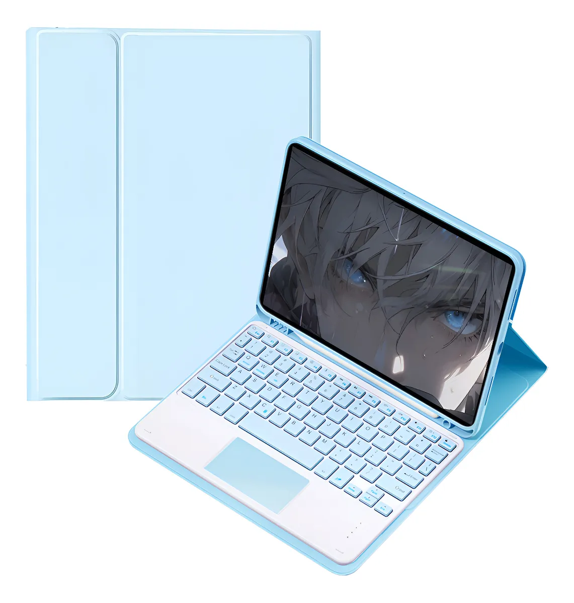 Capa Magnética de Couro com Teclado Touch Para Tab S7 / S7FE / S8 Cor Elegante Preto Shell & Teclado Touch - Imagem 14