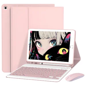 Teclado, mouse e capa para iPad Air4/Air5 10,9'' A2588 A2316 cor Sakura Pink Teclado rosa Carregamento Bluetooth do mouse rosa